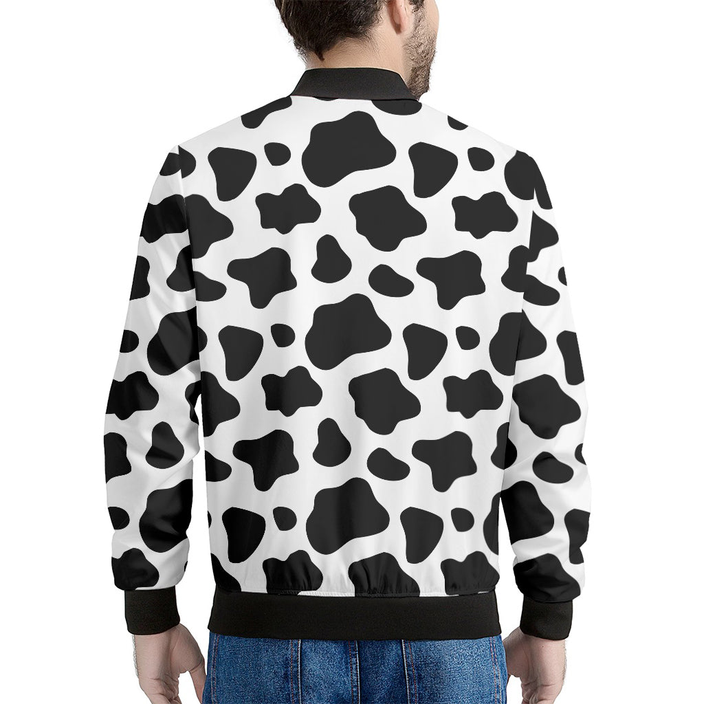 Black And White Cow Print Men's Bomber Jacket