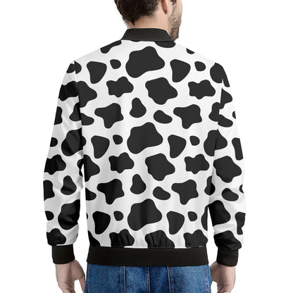 Black And White Cow Print Men's Bomber Jacket