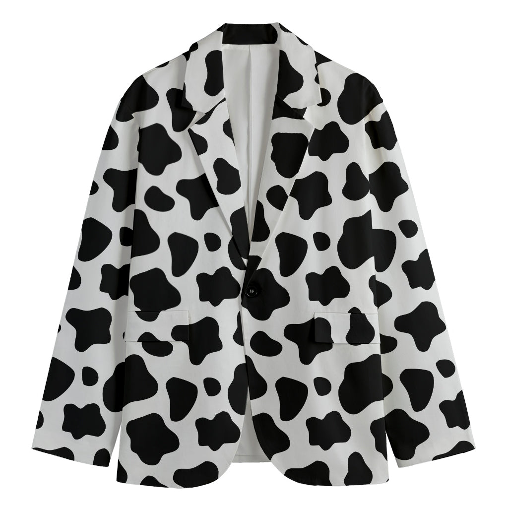 Black And White Cow Print Men's Cotton Blazer