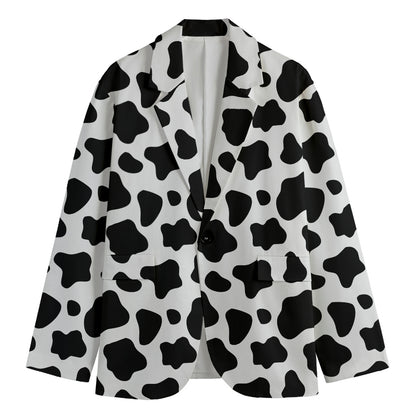 Black And White Cow Print Men's Cotton Blazer