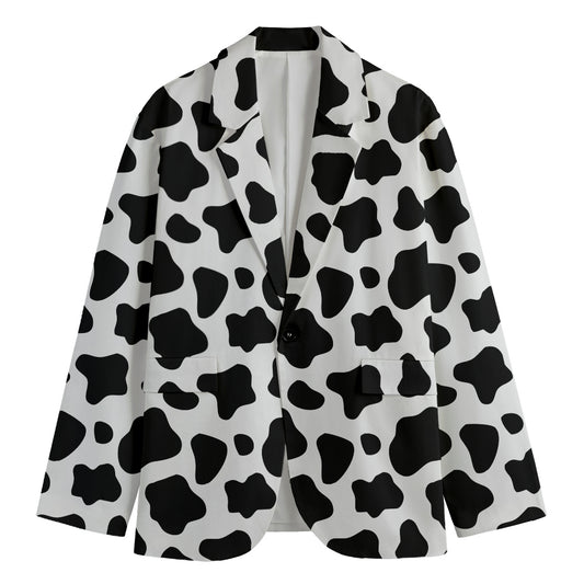 Black And White Cow Print Men's Cotton Blazer