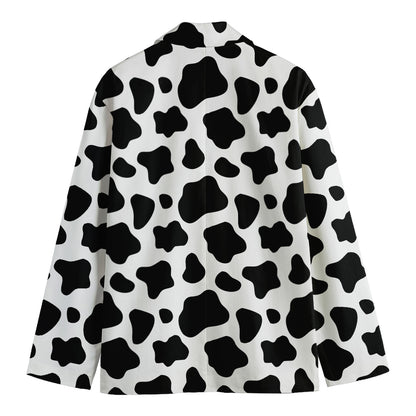Black And White Cow Print Men's Cotton Blazer