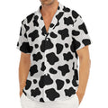 Black And White Cow Print Men's Deep V-Neck Shirt