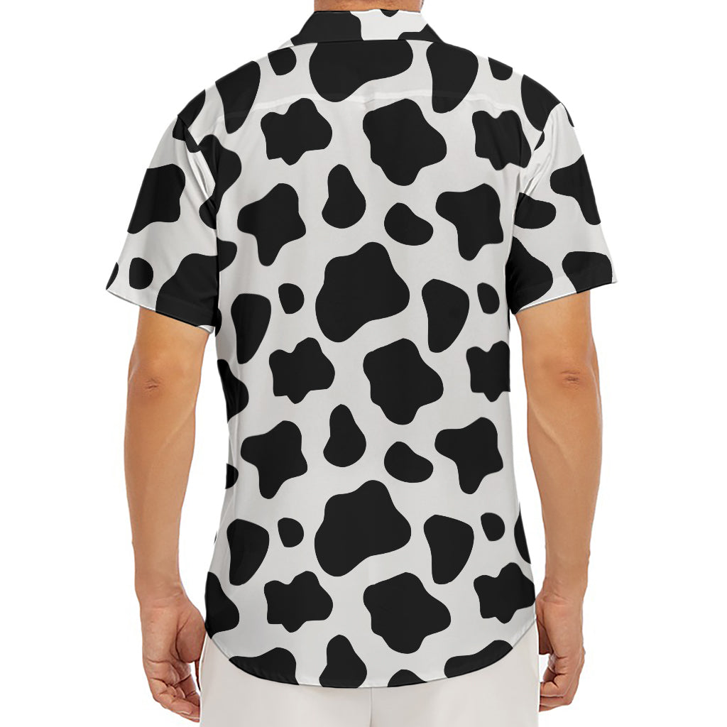 Black And White Cow Print Men's Deep V-Neck Shirt