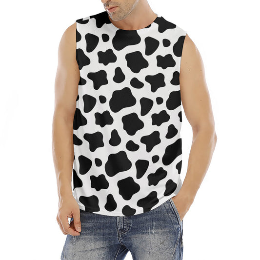 Black And White Cow Print Men's Fitness Tank Top