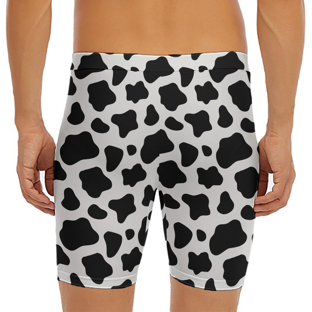Black And White Cow Print Men's Long Boxer Briefs
