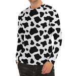 Black And White Cow Print Men's Long Sleeve Rash Guard