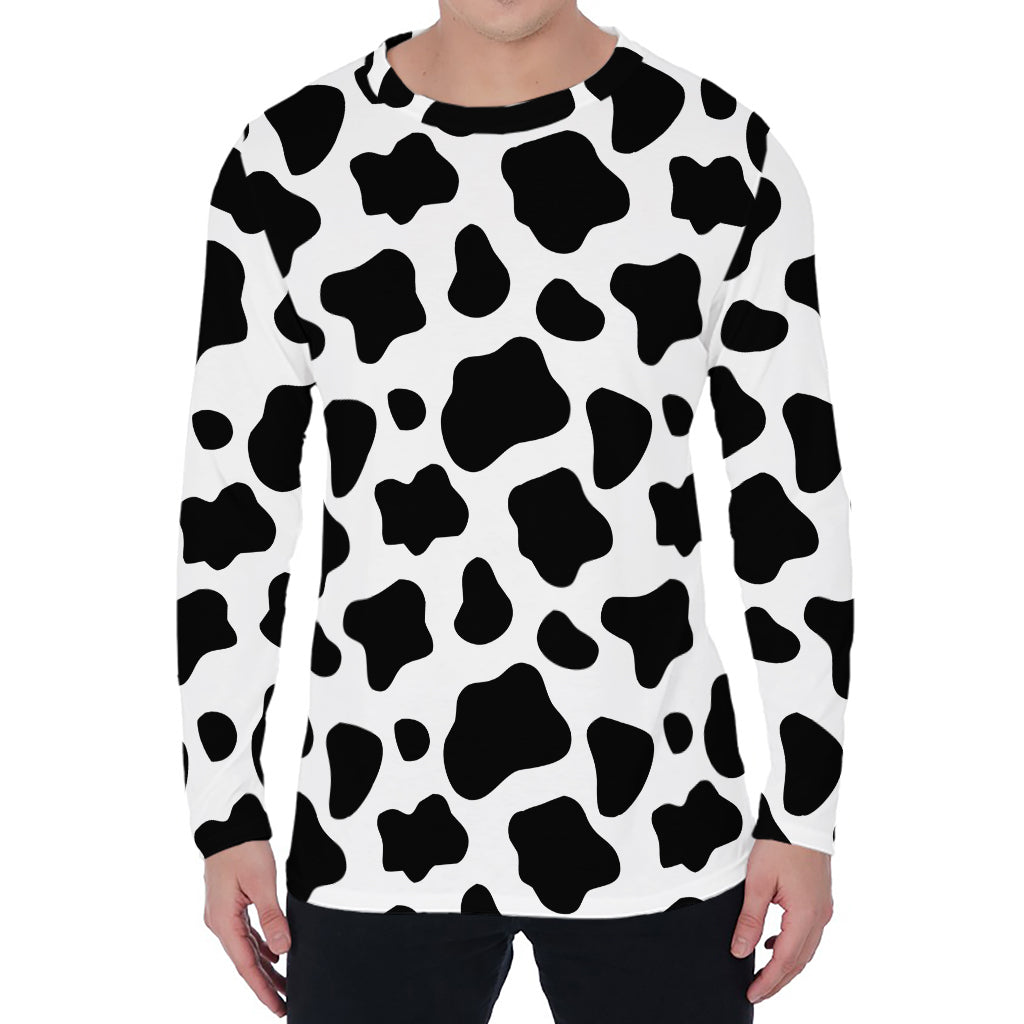 Black And White Cow Print Men's Long Sleeve T-Shirt