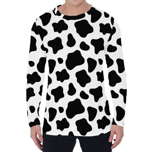 Black And White Cow Print Men's Long Sleeve T-Shirt
