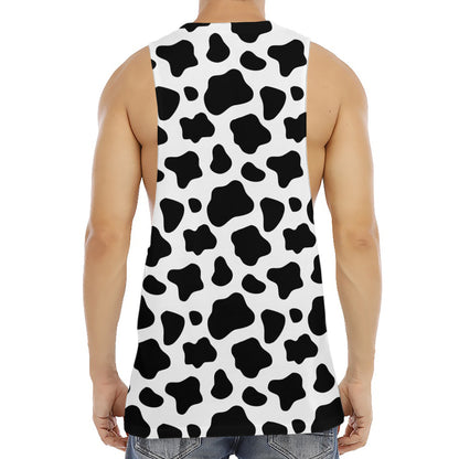 Black And White Cow Print Men's Muscle Tank Top