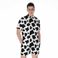 Black And White Cow Print Men's Romper