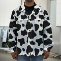 Black And White Cow Print Men's Shirt Jacket