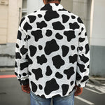 Black And White Cow Print Men's Shirt Jacket