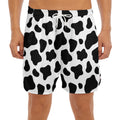 Black And White Cow Print Men's Split Running Shorts