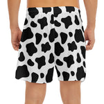 Black And White Cow Print Men's Split Running Shorts