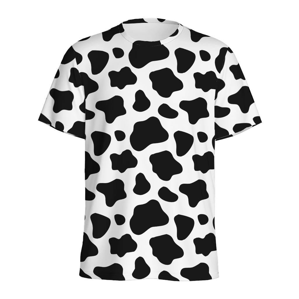 Black And White Cow Print Men's Sports T-Shirt