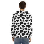 Black And White Cow Print Men's Velvet Pullover Hoodie
