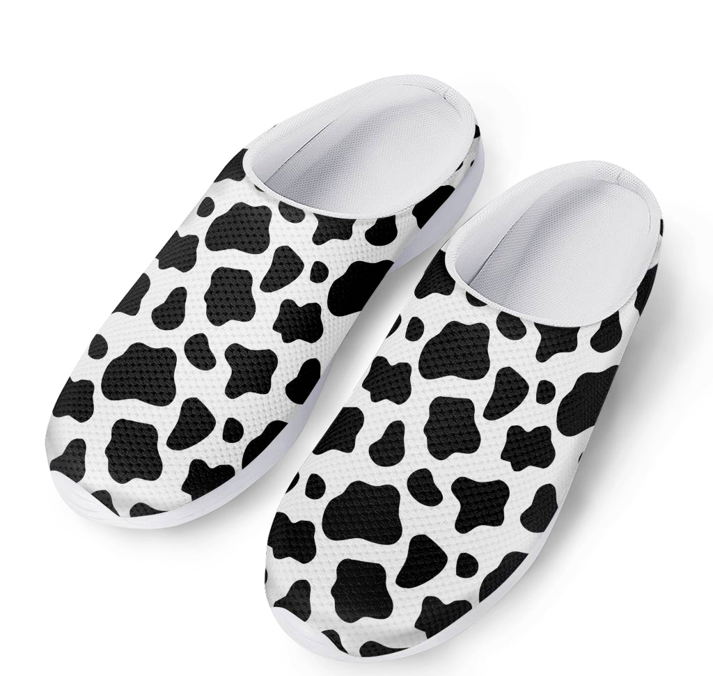Black And White Cow Print Mesh Casual Shoes