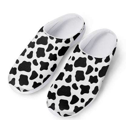 Black And White Cow Print Mesh Casual Shoes