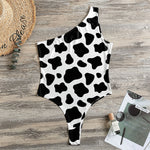 Black And White Cow Print One Shoulder Bodysuit