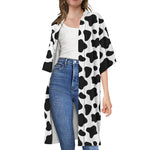 Black And White Cow Print Open Front Beach Cover Up