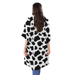 Black And White Cow Print Open Front Beach Cover Up