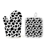 Black And White Cow Print Oven Mitt And Pot Holder Set