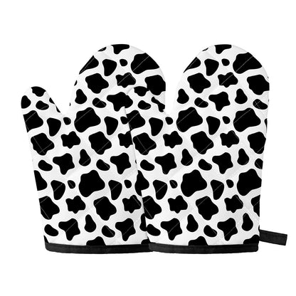Black And White Cow Print Oven Mitts