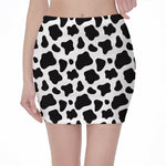Black And White Cow Print Pencil Mini Skirt