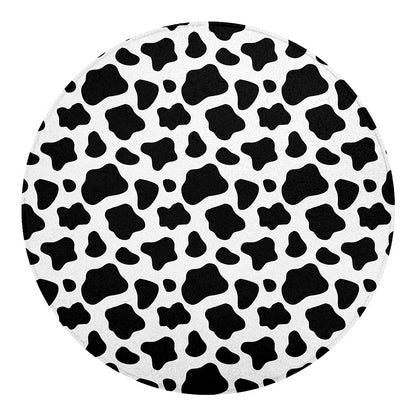 Black And White Cow Print Round Blanket
