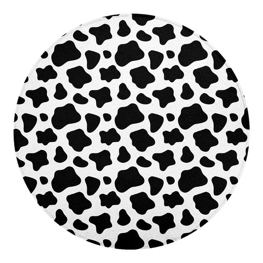 Black And White Cow Print Round Blanket