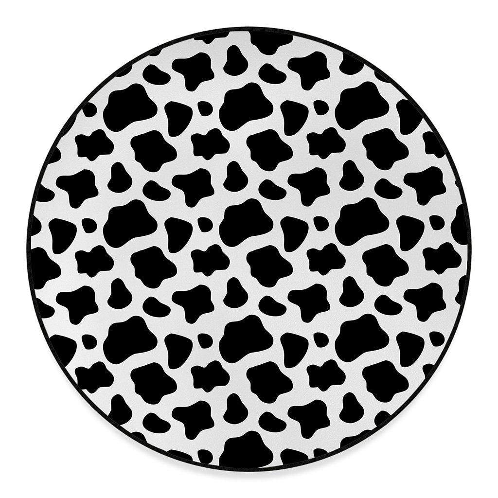 Black And White Cow Print Round Floor Mat