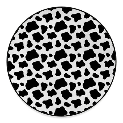 Black And White Cow Print Round Floor Mat