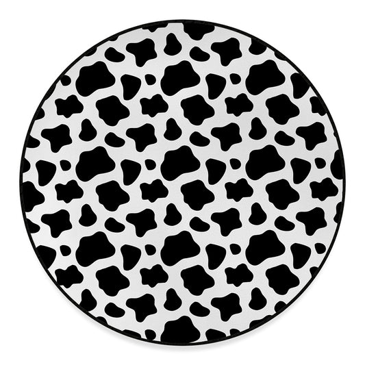 Black And White Cow Print Round Floor Mat