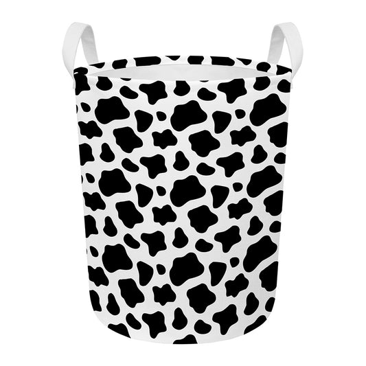 Black And White Cow Print Round Laundry Basket