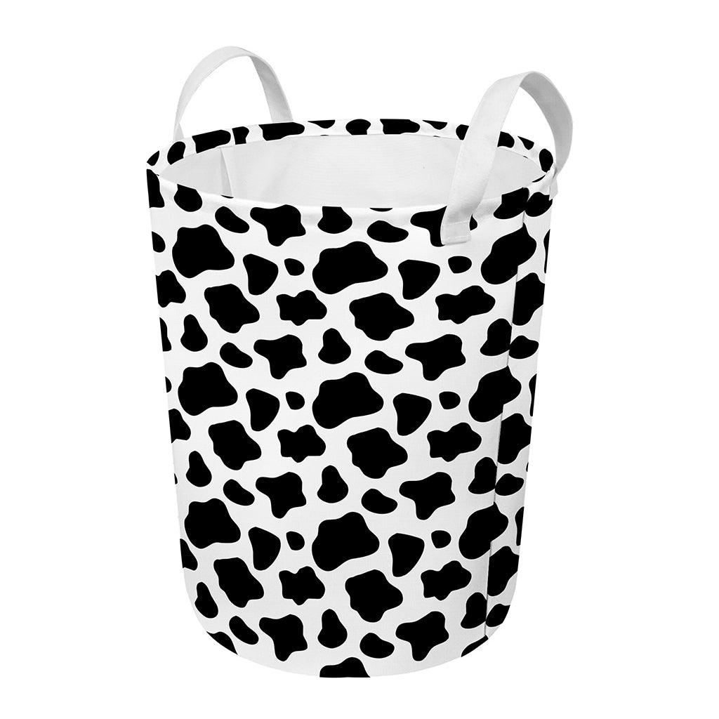 Black And White Cow Print Round Laundry Basket