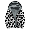 Black And White Cow Print Sherpa Lined Zip Up Hoodie