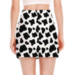 Black And White Cow Print Side Slit Mini Skirt