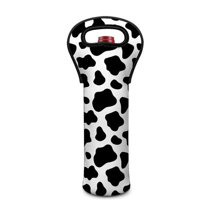 Black And White Cow Print Single Neoprene Wine Tote