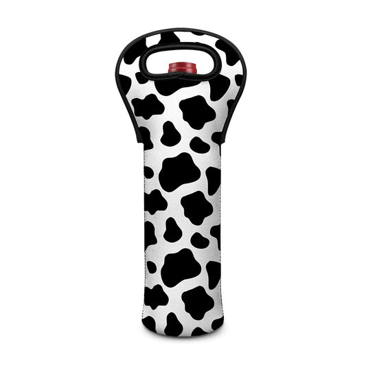 Black And White Cow Print Single Neoprene Wine Tote