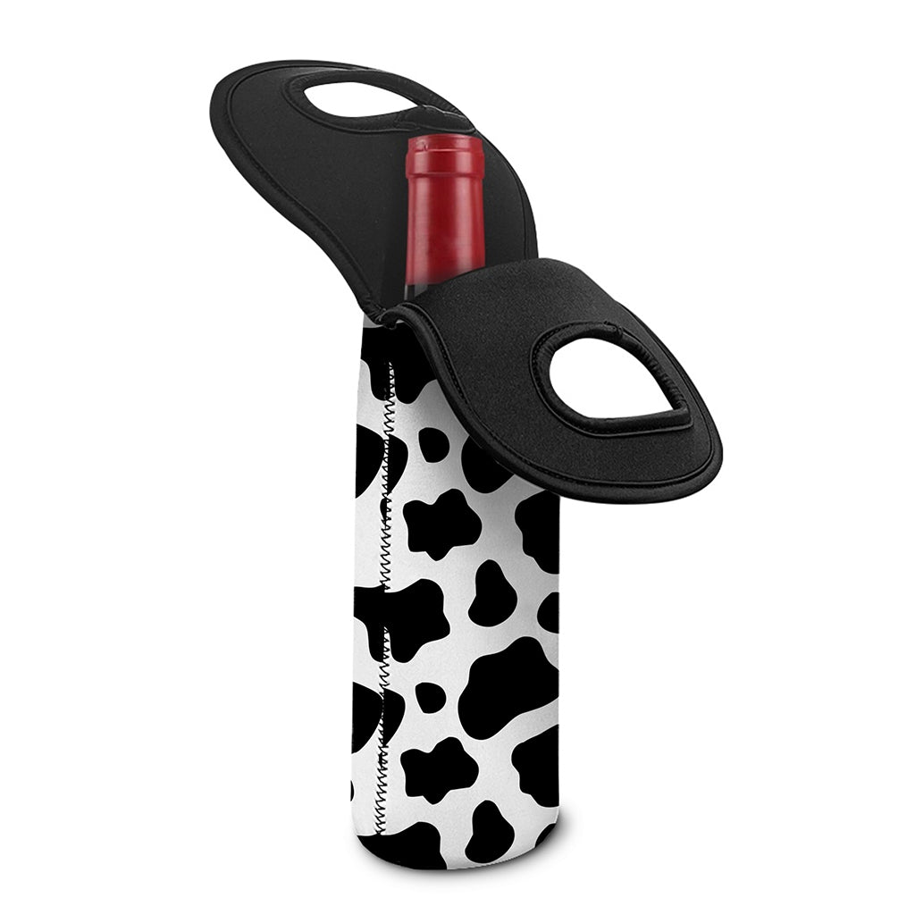 Black And White Cow Print Single Neoprene Wine Tote