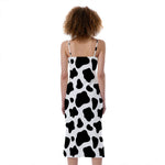Black And White Cow Print Slim Fit Midi Cami Dress