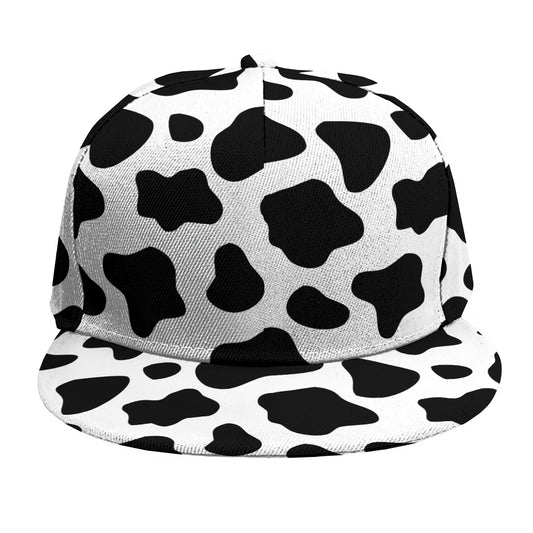 Black And White Cow Print Snapback Cap