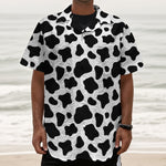 Black And White Cow Print Textured Short Sleeve Shirt