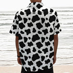Black And White Cow Print Textured Short Sleeve Shirt
