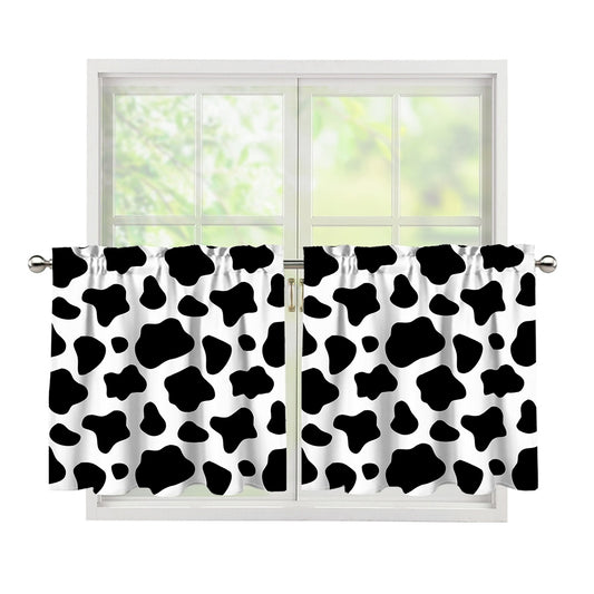 Black And White Cow Print Tier Curtains