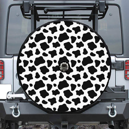 Black And White Cow Print Tire Cover With Camera Hole