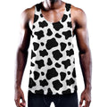 Black And White Cow Print Men's Workout Tank Top