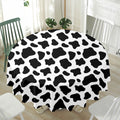 Black And White Cow Print Waterproof Round Tablecloth