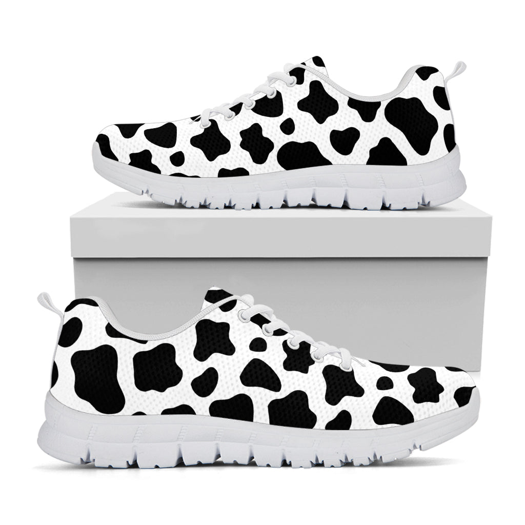 Black And White Cow Print White Running Shoes